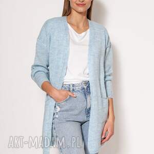 swetrowy płaszczyk - pa013 błękit mkm, sweter, kardigan, sweter z długim rękawem