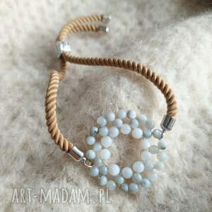 Prezent Bransoletka na sznurku, z masy perłowej, błękitna, brązowa