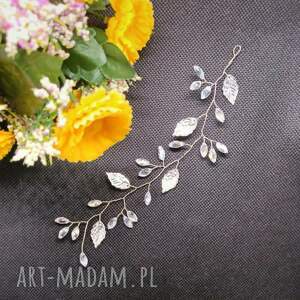 Gałązka, ozdoba na druciku z kryształków i listków