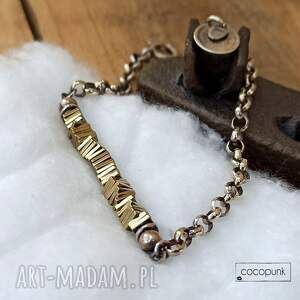 ręcznie robione srebro i złoty hematyt - bransoletka łańcuszkowa