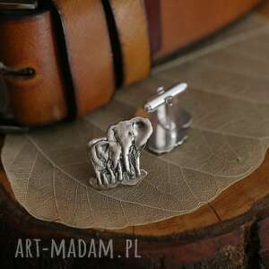 ręczne wykonanie męska słonie srebrne spinki do mankietów