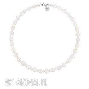 Srebrny z naturalnych, naszyjnik, perły, perełki