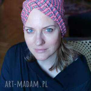 handmade czapki turban wiosenny dzianina kolorowy rozmiar uniwersalny, nie uciska głowy