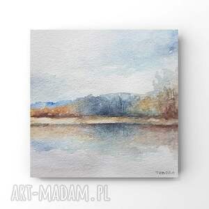 PEJZAŻ - akwarela formatu 15/15 cm, kwadrat