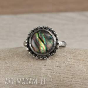 paua abalone i srebro pierścionek 1711a r 13,5 srebrze