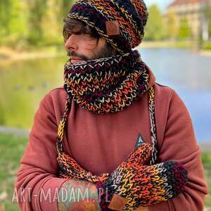 męski mały komin merino 50- ciemna jesień wełny