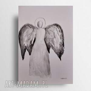 anioł - praca formatu A4 wykonana tuszem