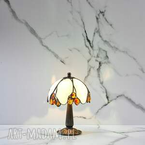 Lampa nocna z bursztynem bałtyckim 35 g Spoleto w stylu Tiffany - ciepłe światło