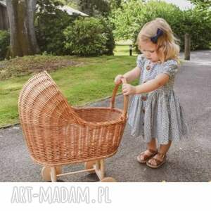 handmade zabawki naturalny wózek wiklinowy dla lalek