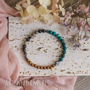 bransoletka zawierzenia mix kamieni, męska bransoleta, lawa wulkaniczna