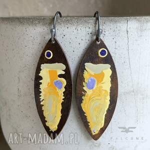 Kolczyki z mosiądzu i srebra Yellow Fish