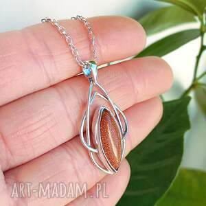 piasek pustyni - srebrny naszyjnik, wisiorek, srebro 925 pleciony