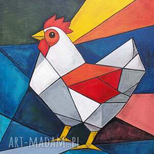 Malowane-Molo: Kurka - obraz akrylowy, kura wielkanoc, ptaki, obrazy