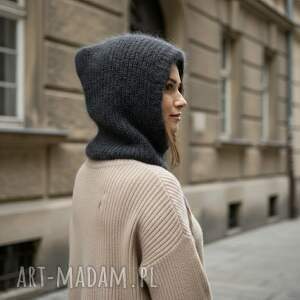 Miękka ciepła balaclava kominiarka kaptur czapka alpaka merino ręczna