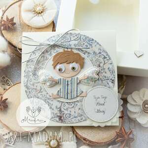 personalizowana kartka z aniołkiem stróżem - mrufru akcesoria scrapbooking