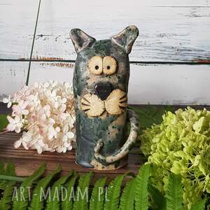 handmade dekoracje kot urocza figurka ceramiczna