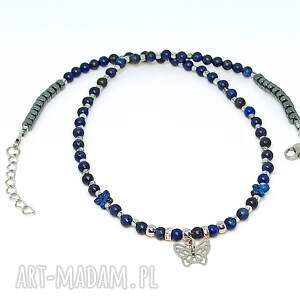 handmade naszyjniki deep blue - krótki naszyjnik z lapis lazuli - kamienie