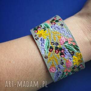 Prezent bransoleta ze skóry ŁĄKA, biżuteria ekologiczna, z recyklingu