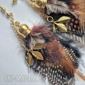 Kolczyki lekkie pióra Boho rękodzieło, kol, boh, sl, piór, et
