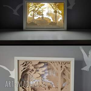 shadowlamp japoński las z szablonami do własnoręcznego wycięcia diy, lampka home