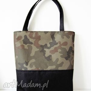 handmade na ramię shopper bag duo - moro i czerń