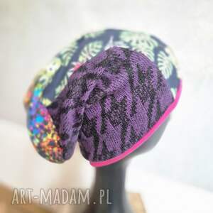 czapka na podszewce kolorowa patchworkowa rękodzieło świetna na codzienne