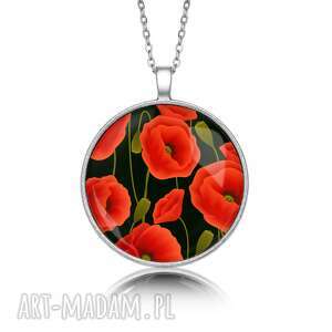 medalion okrągły z grafiką kwitnące maki, polne, kwiaty, soczyste, prezent
