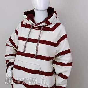 ciepła bluza damska megi paski bordowe