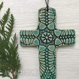 handmade ceramika koronkowy krzyż ceramiczny