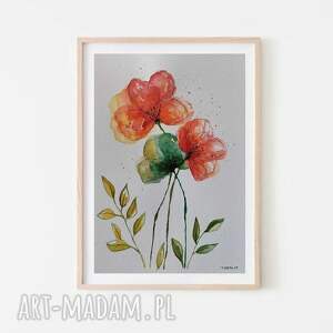 Oryginalna akwarela Kwiaty 25x18 cm - ręcznie malowany obraz bez ramy
