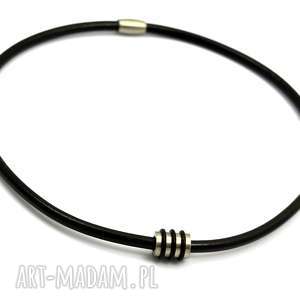 handmade męska naszyjnik/obroża skóra i stal hombree black II