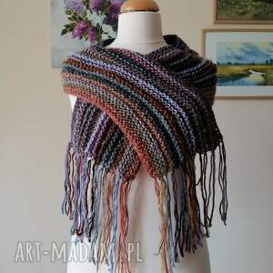 handmade szaliki ręcznie na drutach - kolory ziemi - autorski szal unisex