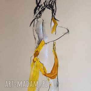 woman 50x70 obraz do sypalni, akt grafika kobieta obraz, duży szkic