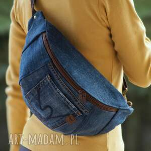 upcyklingowa jeansowa nerka xxl, mini plecak na wiosnę unisex, prezent