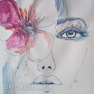 Kwiatowa dama - ręcznie malowana grafika A4 mixed media