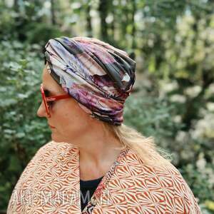 Turban damski boho w kwiaty - miękki, uniwersalny