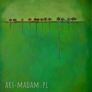 obraz na płótnie - drzewa 40/30 cm zielony, akryl abstrakcja