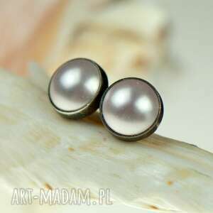 drobinki z perłami swarovskiego d079 perłowe sztyfty eleganckie małe wkrętki