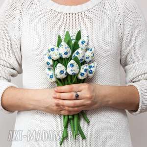 tulipany z materiału bukiet tulipanów szafirowe 12 sztuk mini fabric flowers