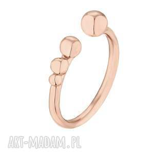 Pierścionek z kuleczkami z różowego złota, pozłacany