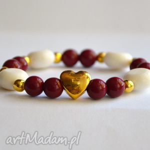 handmade bracelet by sis: serce w białych koralach