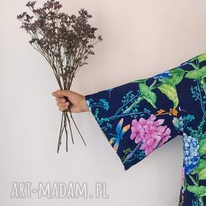kimono mea długie, rękaw prosty wiskoza, maxi, kwiaty, boho, sukienka