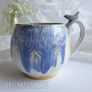 ceramika kubek niebieski z ptakiem, prezent na dzień matki kawy