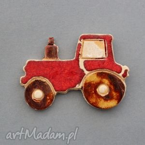 handmade upominki święta traktorek - magnes ceramiczny