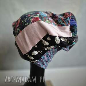 czapka patchworkowa boho z podszewce rozmiar uniwersalny box A1, fo, dam, et