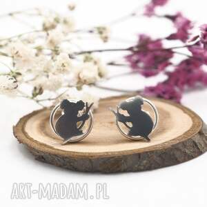 Srebrne kolczyki natura, misie koala, australia