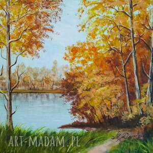 Prezent ZESTAW RĘCZNIE MALOWANYCH OBRAZÓW - DYPTYK JESIENNE DRZEWA