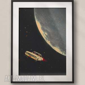 plakat moon ride - kolaż fine art a3