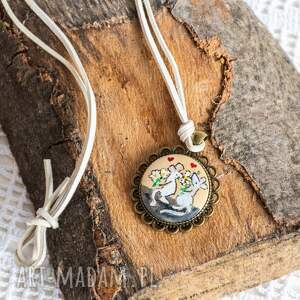 handmade wisiorki medalion malowany - myszki