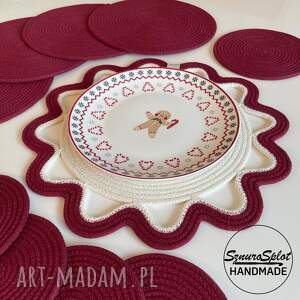 podkładki 10 szt stół bordowe salonu, dekoracja stołu